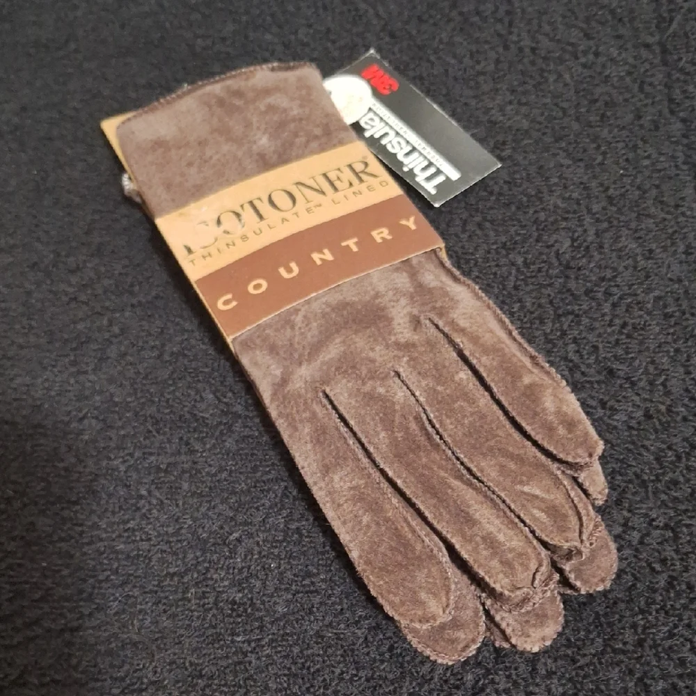 Isotoner Women's Brown Suede Leather Aris Country Gloves-M